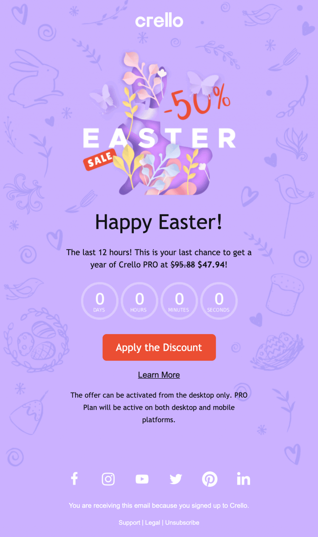 crello easter sale email