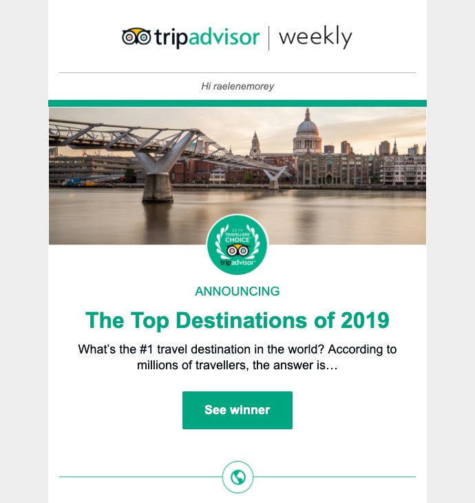 tripadvisor email that is a poor example of email segmentation